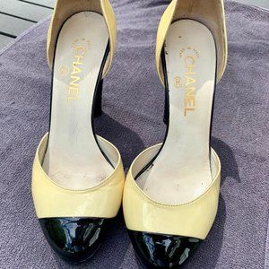 Chanel D'Orsay Spectator Patent Heel